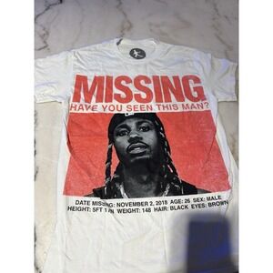 Brand new Metro Boomin size small white graphic Tshirt features a missing poster